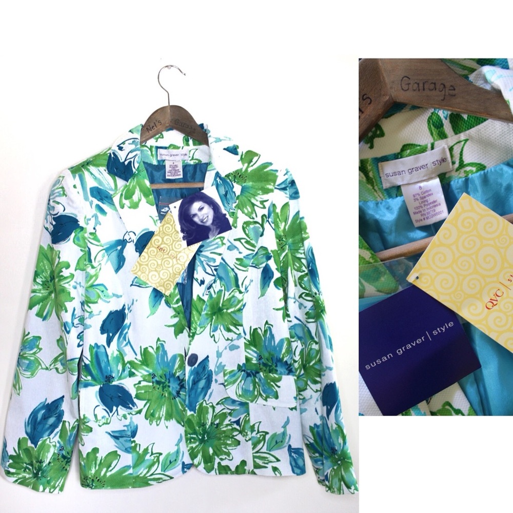Susan Graver NWT Tropical Floral Vibrant Blazer 8
